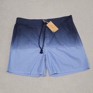 Sperry Shorts Mens Large Navy Blue Bottom Dye Drawstring Board Beach Lightweight